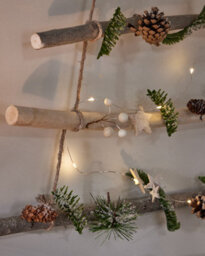 Dibor Pre-Lit Birch Wall Hanging Christmas Tree Ladder, 85 X 64 Cm, Warm White Led - thumbnail 4