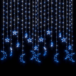 Berkfield Star And Moon Fairy Lights Remote Control 345 Led Blue - thumbnail 4