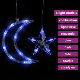 Berkfield Star And Moon Fairy Lights Remote Control 345 Led Blue - thumbnail 3