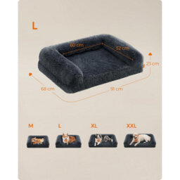 Songmics Plush Large Dog Bed, Orthopedic Pet Sofa With Foam, Washable Cover, Medium Dogs, Dark Grey - thumbnail 2