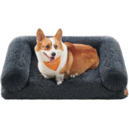 Songmics Plush Large Dog Bed, Orthopedic Pet Sofa With Foam, Washable Cover, Medium Dogs, Dark Grey - thumbnail 7