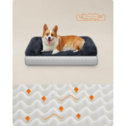Songmics Plush Large Dog Bed, Orthopedic Pet Sofa With Foam, Washable Cover, Medium Dogs, Dark Grey - thumbnail 4