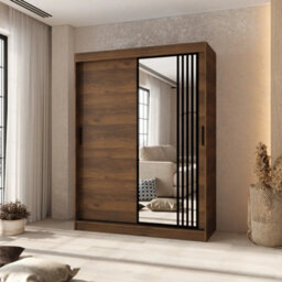 Arten Asved Oak Walnut 150Cm Sliding Door Wardrobe With Mirrored Door - thumbnail 1