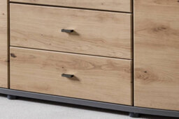 Arte Dera 81 Sideboard Display Cabinet - Oak Artisan & Graphite Grey Elegance With Led Option - W1600mm X H1170mm X D420mm - thumbnail 7