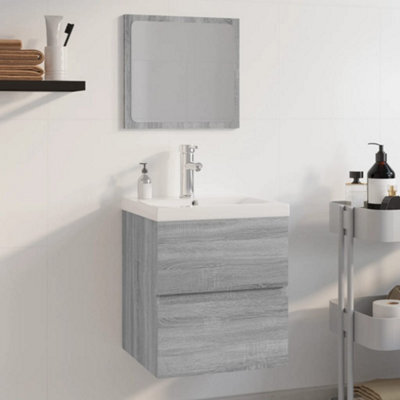 Berkfield Bathroom Furniture Set Grey Sonoma Engineered Wood - image 1