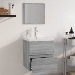 Berkfield Bathroom Furniture Set Grey Sonoma Engineered Wood - thumbnail 4
