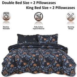TheWhiteWater Limited Bedspread - Luxury Quilted - Reversible - Bed Throw Warm Quilt - Bedspread Patchwork Heer Design Set 150 Gsm - 3 Tog - thumbnail 6