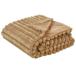 Beliani Bedspread Rakya Faux Fur 200 X 220 Cm Light Brown - thumbnail 1