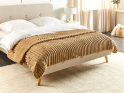 Beliani Bedspread Rakya Faux Fur 200 X 220 Cm Light Brown - thumbnail 2