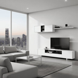 Amos Mann Furniture Belus White Gloss Tv Cabinet With Wall Unit - thumbnail 2