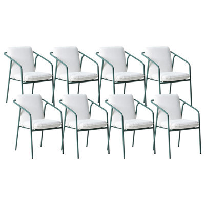 Beliani Set Of 8 Garden Chairs With Cushions Asciano Metal Green - image 1