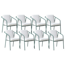 Beliani Set Of 8 Garden Chairs With Cushions Asciano Metal Green - thumbnail 1