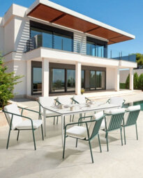 Beliani Set Of 8 Garden Chairs With Cushions Asciano Metal Green - thumbnail 2