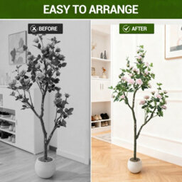 London Boutique 180Cm Artificial Rose Tree In Pot, Pink Faux Flower Tree, Uv Resistant Silk Foliage, Indoor Outdoor Wedding Décor - thumbnail 8