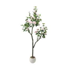 London Boutique 180Cm Artificial Rose Tree In Pot, Pink Faux Flower Tree, Uv Resistant Silk Foliage, Indoor Outdoor Wedding Décor