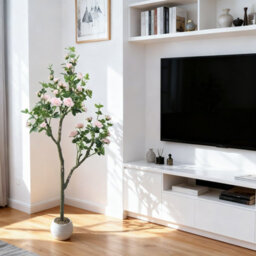 London Boutique 180Cm Artificial Rose Tree In Pot, Pink Faux Flower Tree, Uv Resistant Silk Foliage, Indoor Outdoor Wedding Décor - thumbnail 2