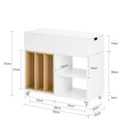 Sobuy Fbt134-W, Mobile Storage Cabinet Side Cabinet File Cabinet,white,w70Xd30Xh61 - thumbnail 3