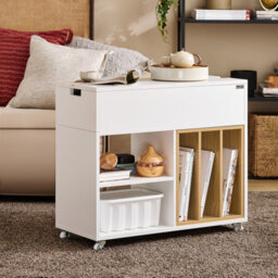 Sobuy Fbt134-W, Mobile Storage Cabinet Side Cabinet File Cabinet,white,w70Xd30Xh61 - thumbnail 2