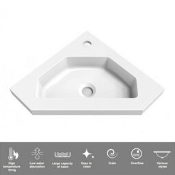 Sline 395mm Matte Anthracite Bathroom Vanity Unit With Integrated Sink, 1 Door Soft-Close Place In The Corner - thumbnail 3
