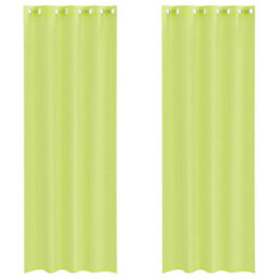 Berkfield Voile Curtains With Grommets 2 Pcs Apple Green 140X260 Cm - thumbnail 2