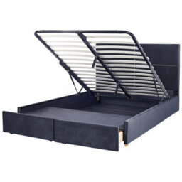 Beliani Ottoman Bed Velvet Vernoyes 180 X 200 Cm (Eu Super King) Black - thumbnail 1