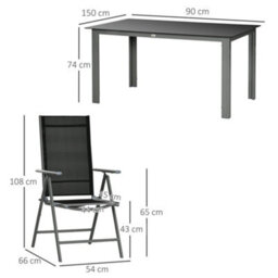 Wyld Haus Lule 6-Seater Aluminium Garden Dining Set - Folding Mesh Chairs And Tempered Glass Table - thumbnail 3