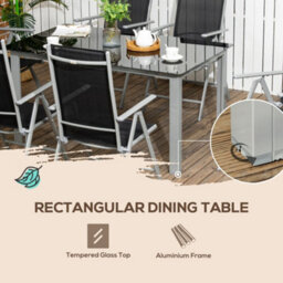 Wyld Haus Lule 6-Seater Aluminium Garden Dining Set - Folding Mesh Chairs And Tempered Glass Table - thumbnail 7