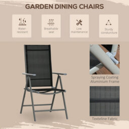 Wyld Haus Lule 6-Seater Aluminium Garden Dining Set - Folding Mesh Chairs And Tempered Glass Table - thumbnail 6