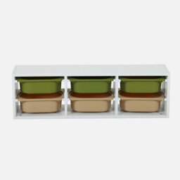 Sweeek - Children's Storage Unit With 6 Plastic Bins White Olive Green/taupe 97.5X21X29.4 Cm - Sora - thumbnail 2