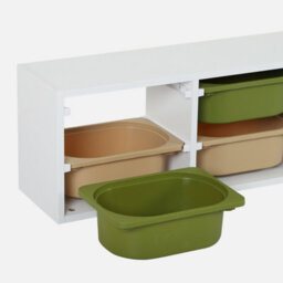 Sweeek - Children's Storage Unit With 6 Plastic Bins White Olive Green/taupe 97.5X21X29.4 Cm - Sora - thumbnail 3