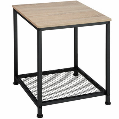 Tectake Bedside Table Derby - Industrial Style, With Grid Shelf, 45.5 X 45.5 X 55.5 Cm - Industrial Wood Light, Oak Sonoma - image 1