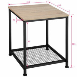 Tectake Bedside Table Derby - Industrial Style, With Grid Shelf, 45.5 X 45.5 X 55.5 Cm - Industrial Wood Light, Oak Sonoma - thumbnail 5
