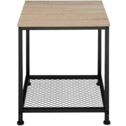 Tectake Bedside Table Derby - Industrial Style, With Grid Shelf, 45.5 X 45.5 X 55.5 Cm - Industrial Wood Light, Oak Sonoma - thumbnail 2