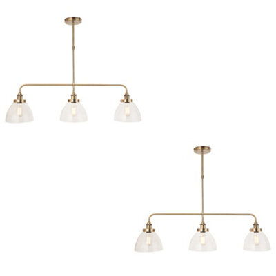 Loops 2 Pack Adjustable Antique Brass Pendant Lights With Clear Glass Shades For Stylish Interiors - image 1