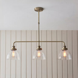 Loops 2 Pack Adjustable Antique Brass Pendant Lights With Clear Glass Shades For Stylish Interiors - thumbnail 3