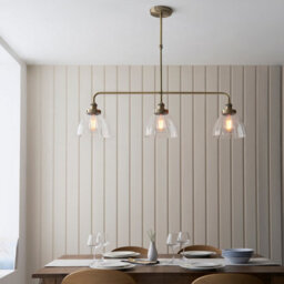 Loops 2 Pack Adjustable Antique Brass Pendant Lights With Clear Glass Shades For Stylish Interiors - thumbnail 2