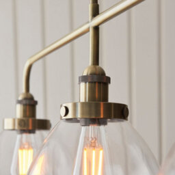 Loops 2 Pack Adjustable Antique Brass Pendant Lights With Clear Glass Shades For Stylish Interiors - thumbnail 6