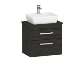 Royal Bathrooms 600mm Wall Hung Vanity Unit 2 Drawer Hale Black & Cube Countertop Basin - thumbnail 4