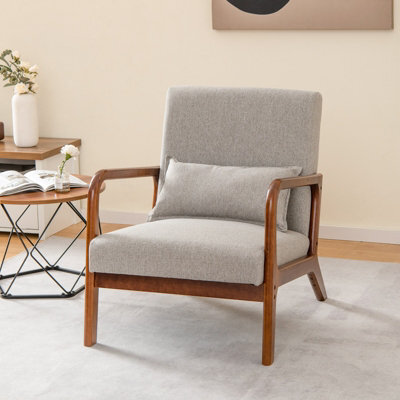Costway Modern Accent Chair Leisure Chair Upholstered Reading Armchair W/ Lumbar Pillow - image 1