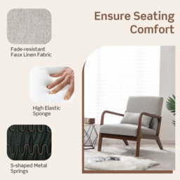 Costway Modern Accent Chair Leisure Chair Upholstered Reading Armchair W/ Lumbar Pillow - thumbnail 6
