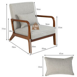 Costway Modern Accent Chair Leisure Chair Upholstered Reading Armchair W/ Lumbar Pillow - thumbnail 2