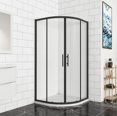 AVER-GROWTH 800X800X1850mm Matt Black Bathroom Quadrant Shower Enclosure Shower Screen Door Safety Glass - image 1