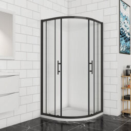 AVER-GROWTH 800X800X1850mm Matt Black Bathroom Quadrant Shower Enclosure Shower Screen Door Safety Glass - thumbnail 2