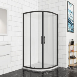 AVER-GROWTH 800X800X1850mm Matt Black Bathroom Quadrant Shower Enclosure Shower Screen Door Safety Glass
