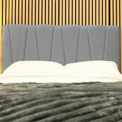"Urban Textures - Vallor Luxury 20"" High Velvet Fabric Upholstered Headboard - Steel" - image 1