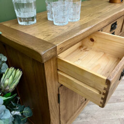 Elm Home And Garden Rustic Oak 2 Door 1 Drawer Small Sideboard Buffet Fully Assembled Hall Console Telephone Table 70Cm Wide X 81C - thumbnail 6