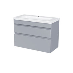 Nes Home 800mm Wall Hung Grey Basin Vanity Cabinet Unit 2 Drawers - thumbnail 8