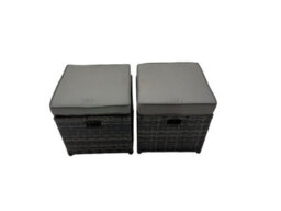 Fimous 11 Seater Garden Outdoor Rattan Furniture Set Rattan Corner Sofa Oblong Dining Table With 2 Armchairs 3 Footstool Dark Grey - thumbnail 8