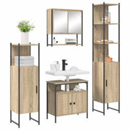 Berkfield Modern Bathroom Furniture Set With Shelf 4 Pcs Sonoma Oak Standard - thumbnail 3