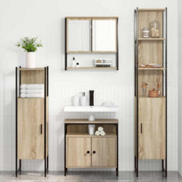 Berkfield Modern Bathroom Furniture Set With Shelf 4 Pcs Sonoma Oak Standard - thumbnail 4